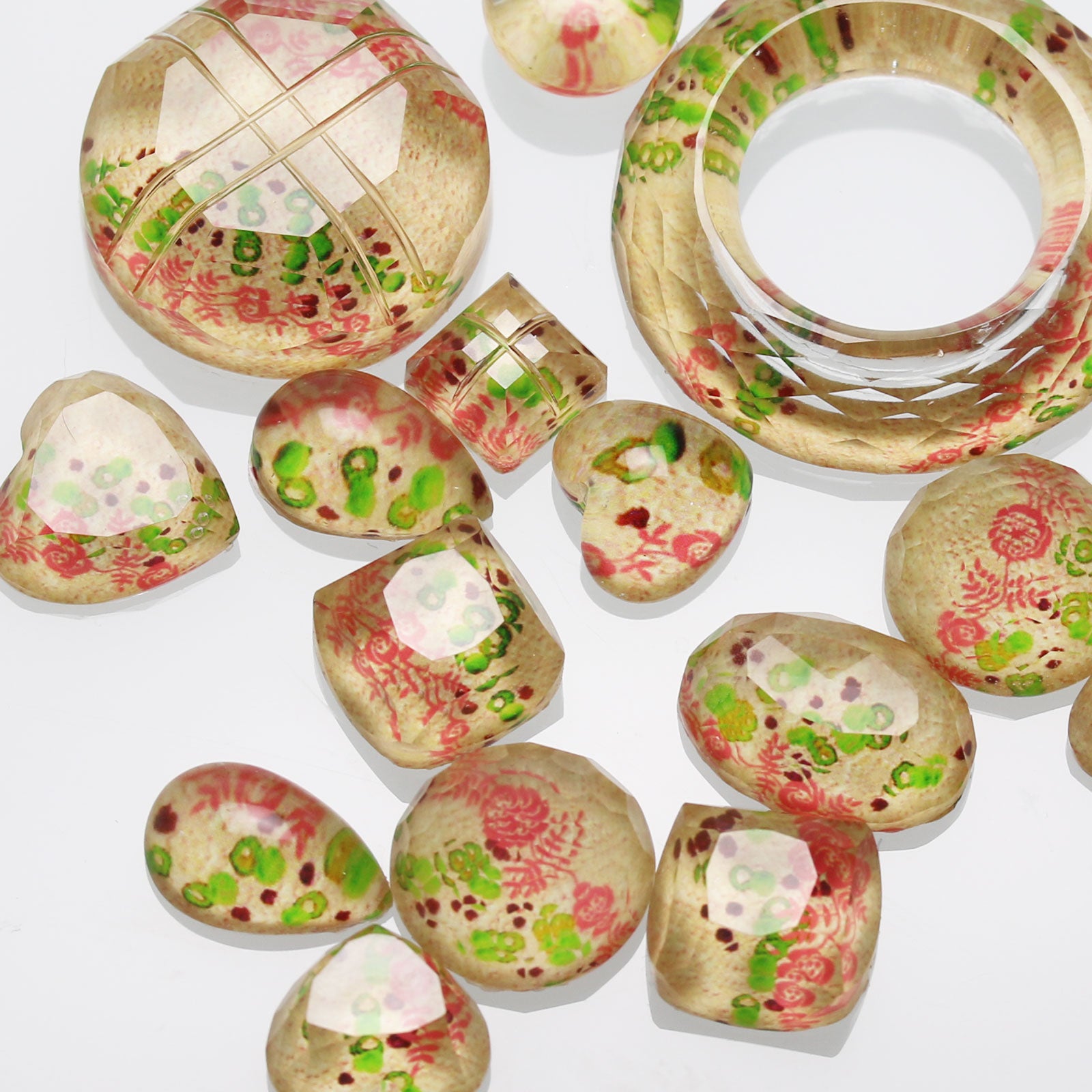 カフスボタン ベージュ バラの木 和風 丸型 TAMARUSAN