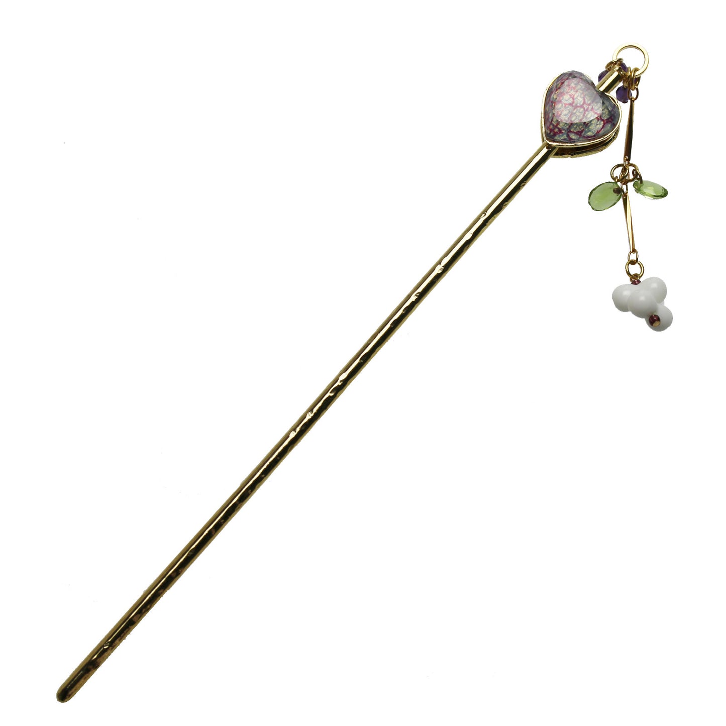 かんざし ブルー ハート ペリドット 24k TAMARUSAN