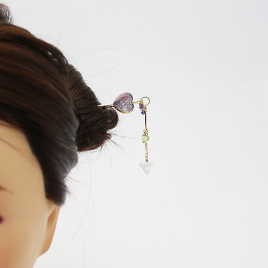 かんざし ブルー ハート ペリドット 24k TAMARUSAN