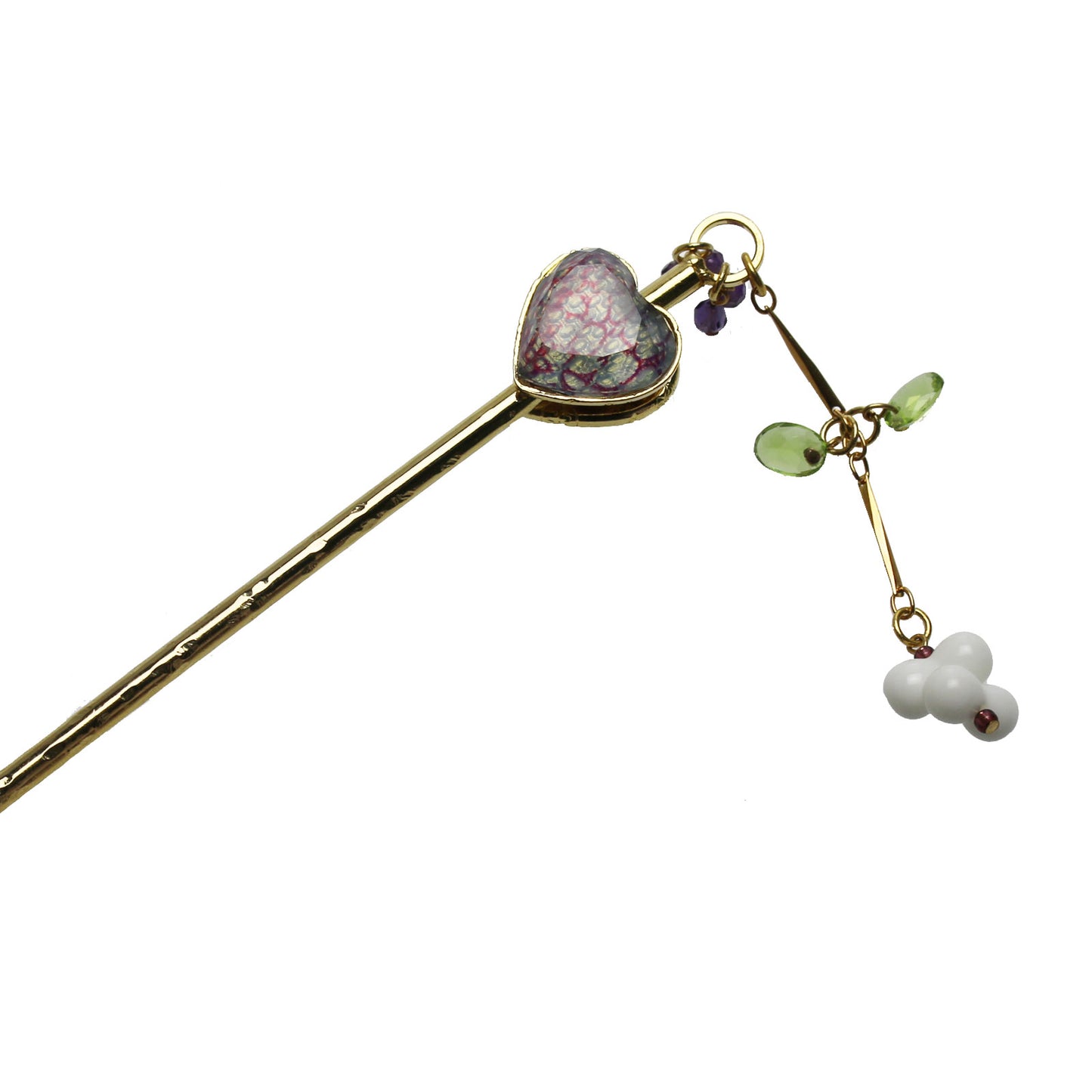 かんざし ブルー ハート ペリドット 24k TAMARUSAN