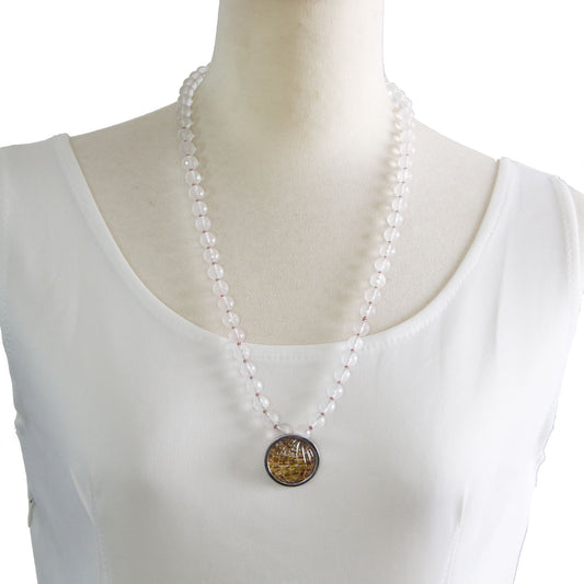 ロングネックレス ローズクォーツ ピンク 水面 TAMARUSAN