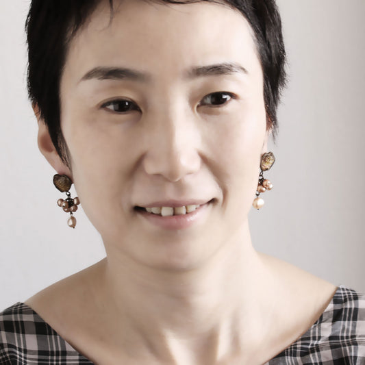 ピアス 淡水パール ピンク ハート 水面 TAMARUSAN