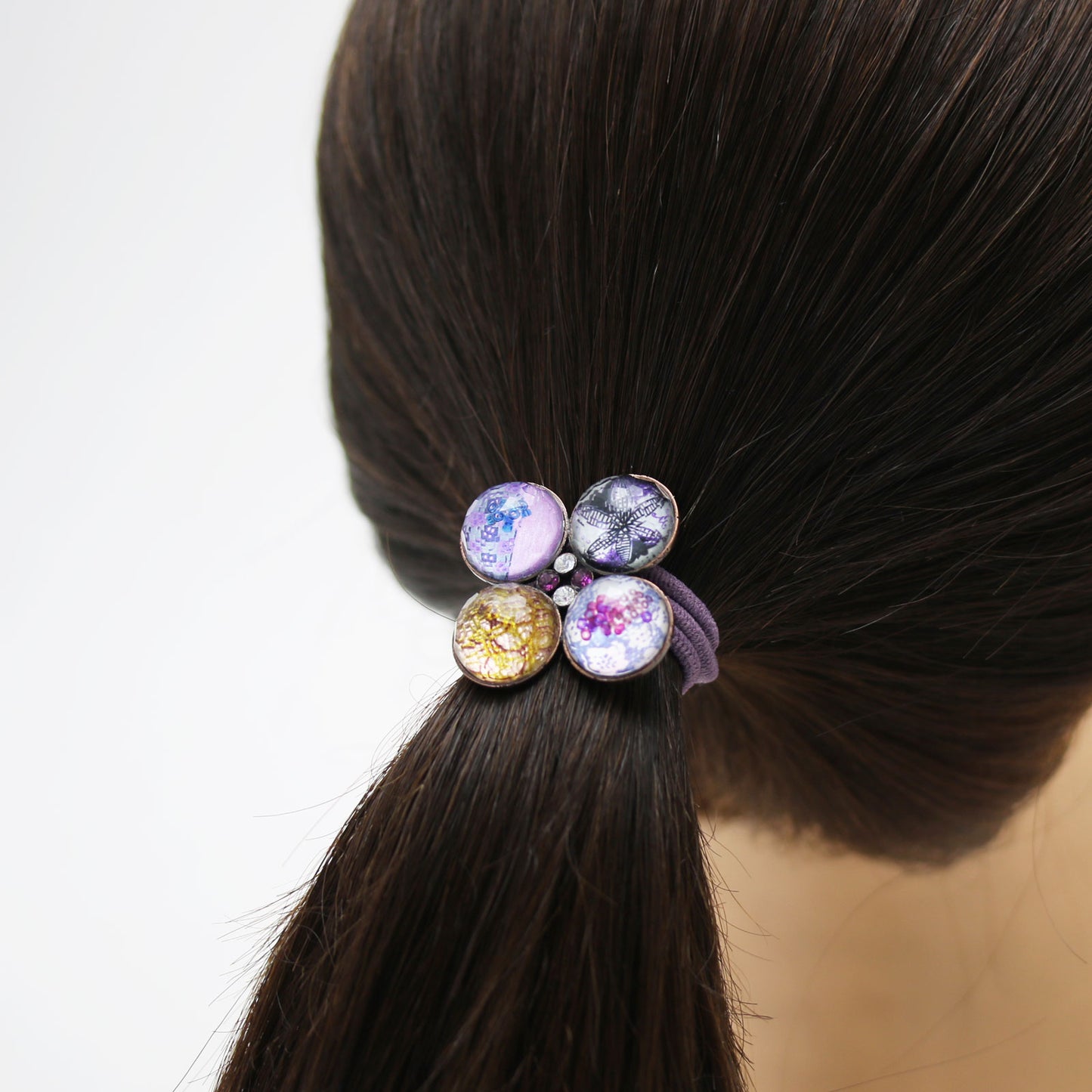 大人 ヘアゴム 紫 グラデーション 花 TAMARUSAN