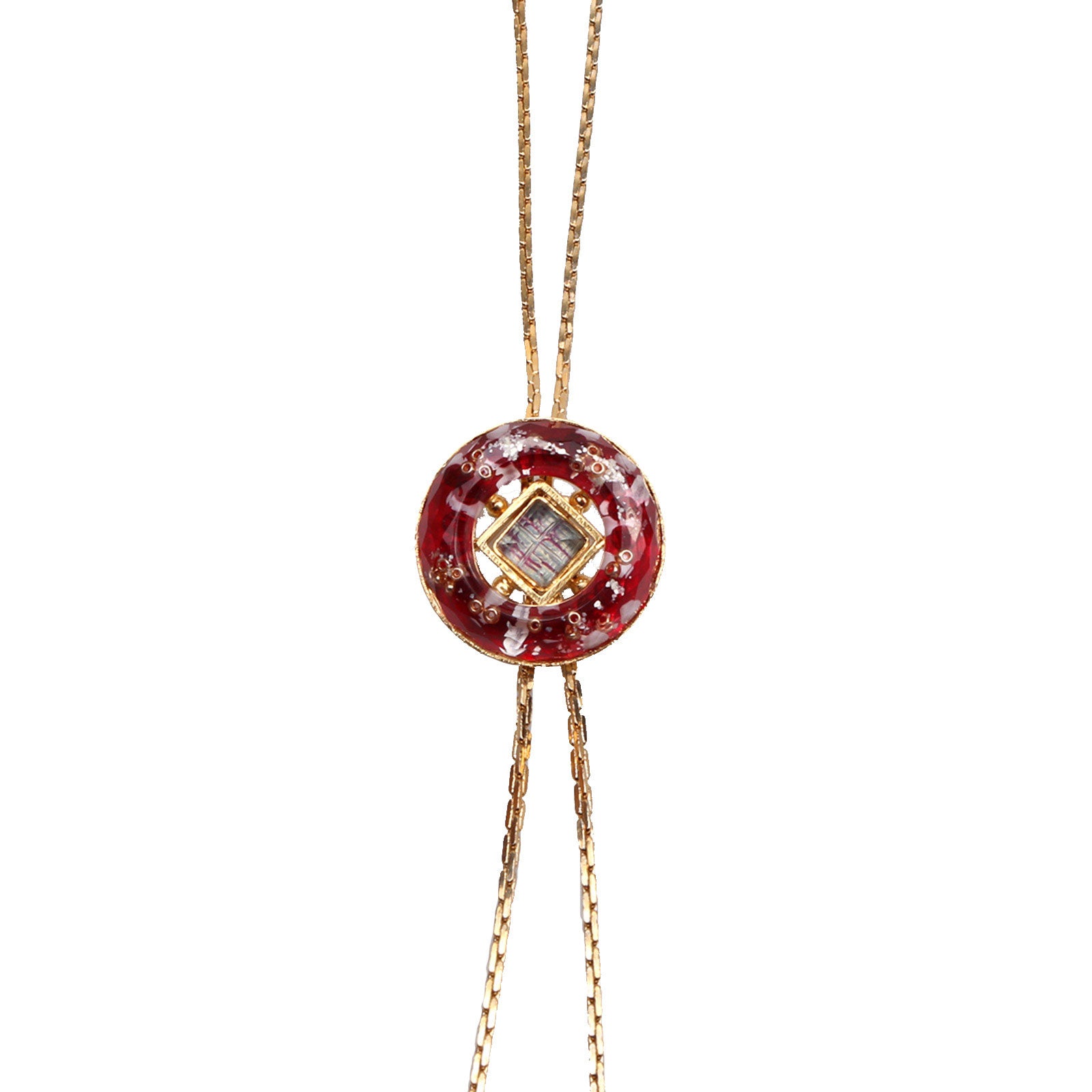 チェーンループタイ 赤 ブルー ガーネット ゴールド TAMARUSAN