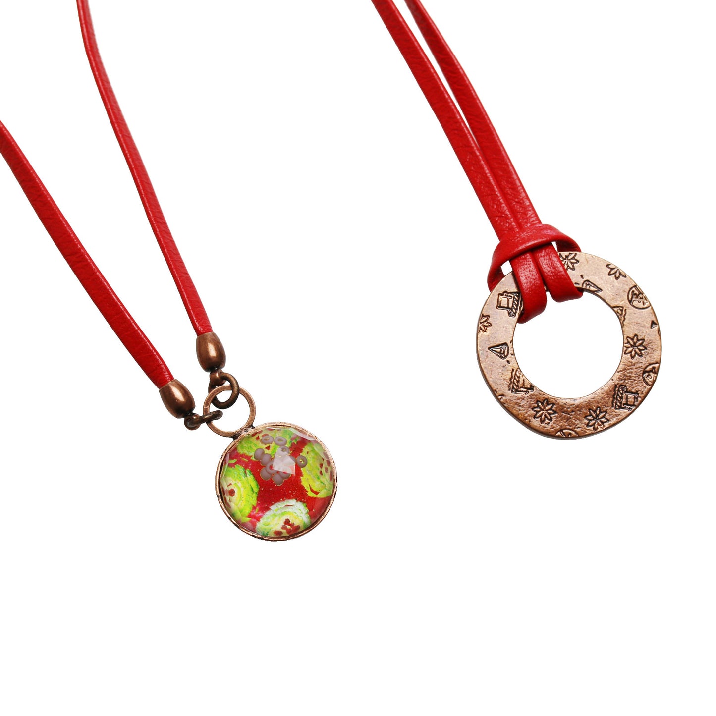 眼鏡ホルダー 赤 すいか 革紐 男女兼用 TAMARUSAN