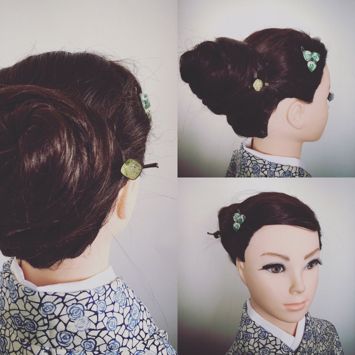 緑 パッチン留め 花 大人 TAMARUSAN