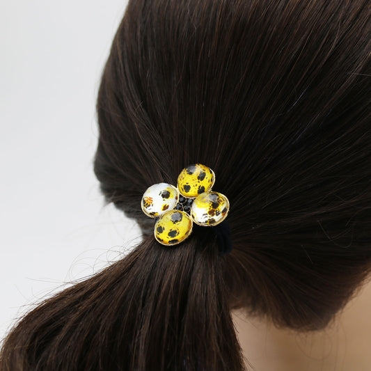 花 ヘアゴム トラ猫 チーター 黄色 24k TAMARUSAN
