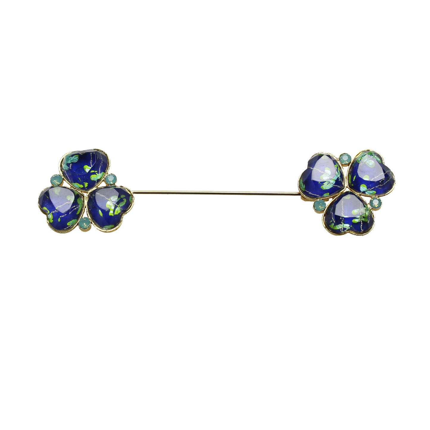 ハットピン 花 24k 金 つるくさ模様 青 TAMARUSAN