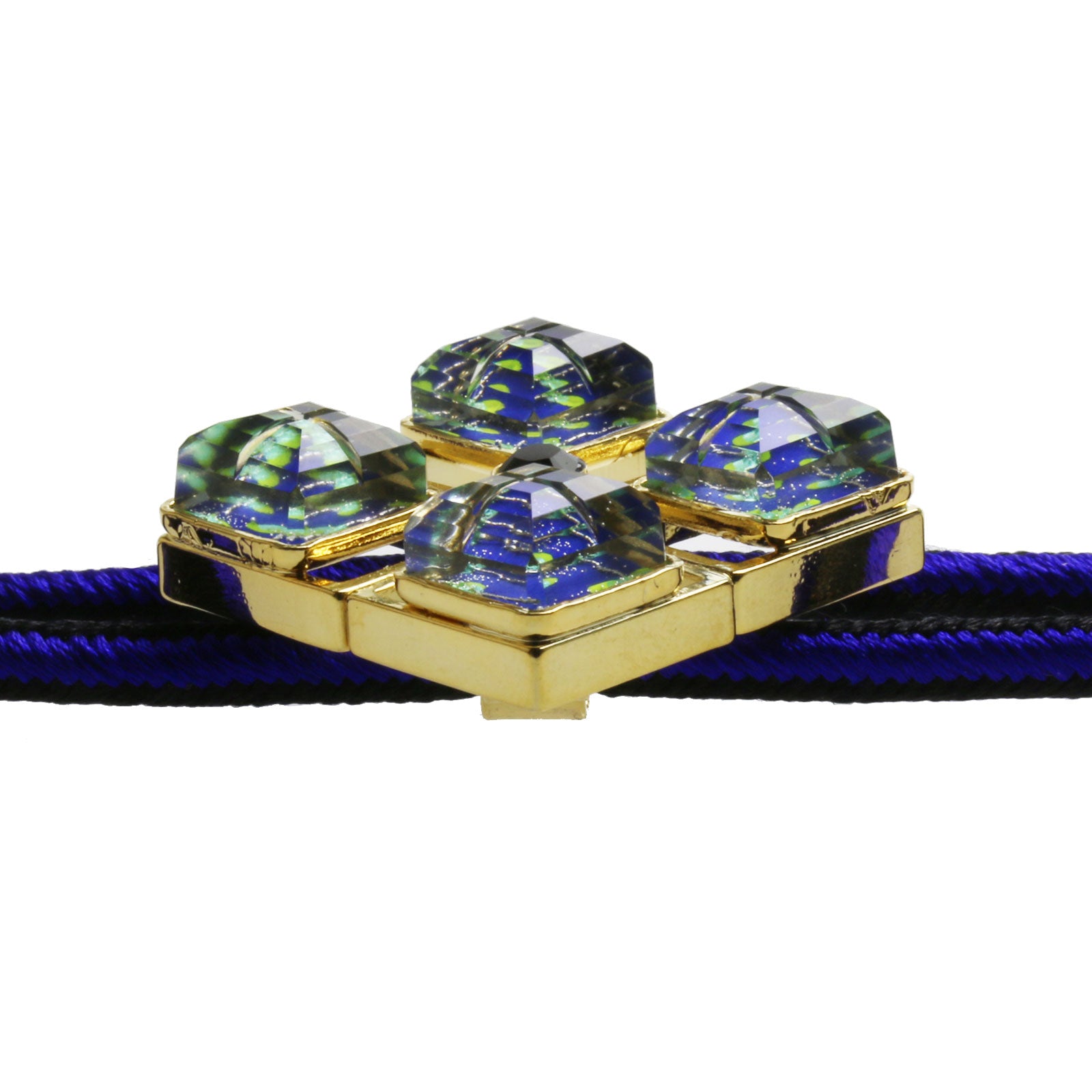 組紐ループタイ 正絹 青 つるくさ 男女兼用 金 TAMARUSAN