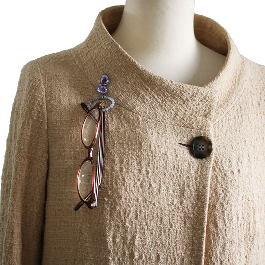 眼鏡ホルダーブローチ 紫 ブルーレース TAMARUSAN