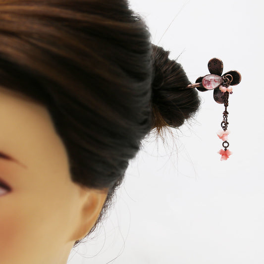 花 かんざし 福梅 ピンク 珊瑚 TAMARUSAN