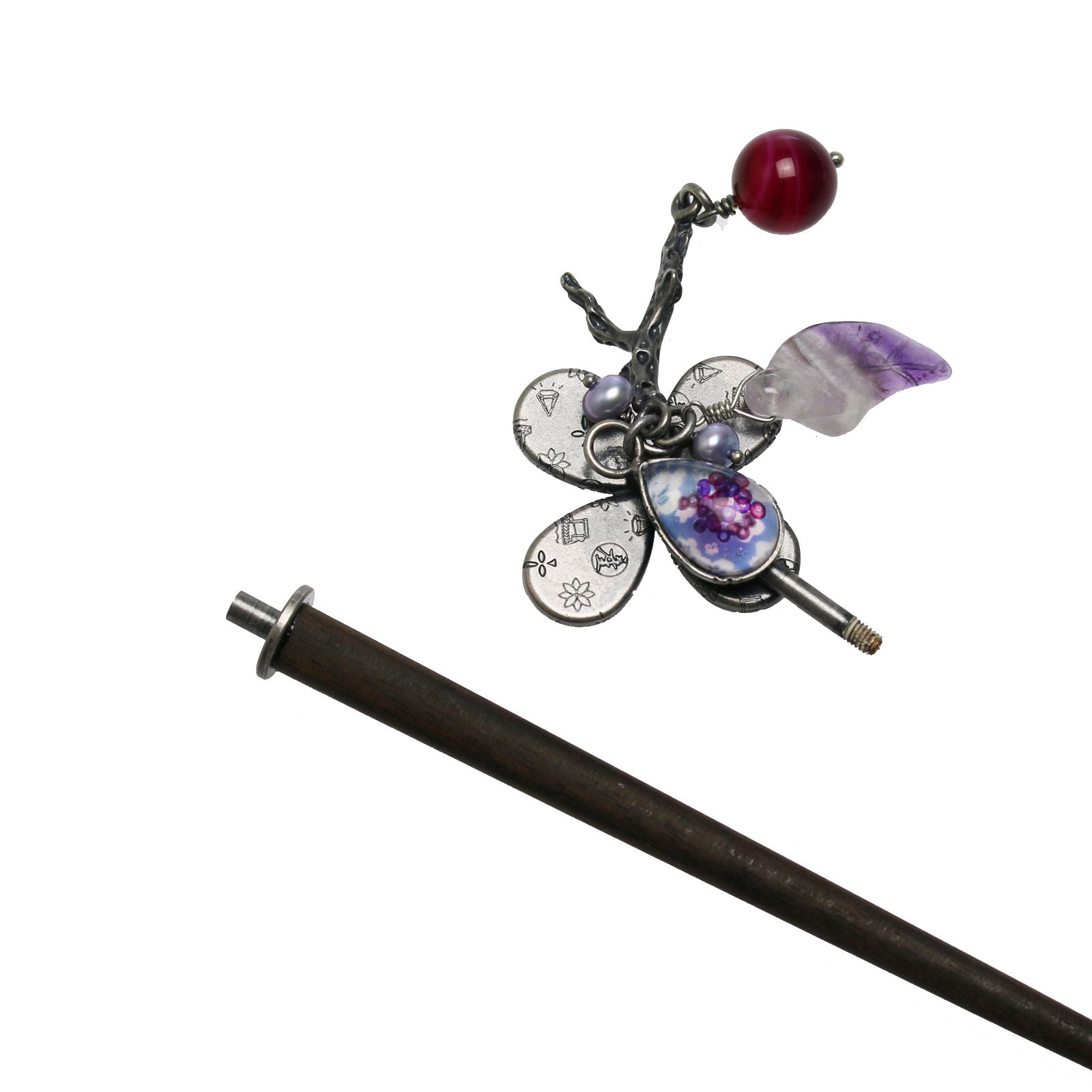 着せ替えかんざし 花 パープル アメジスト TAMARUSAN