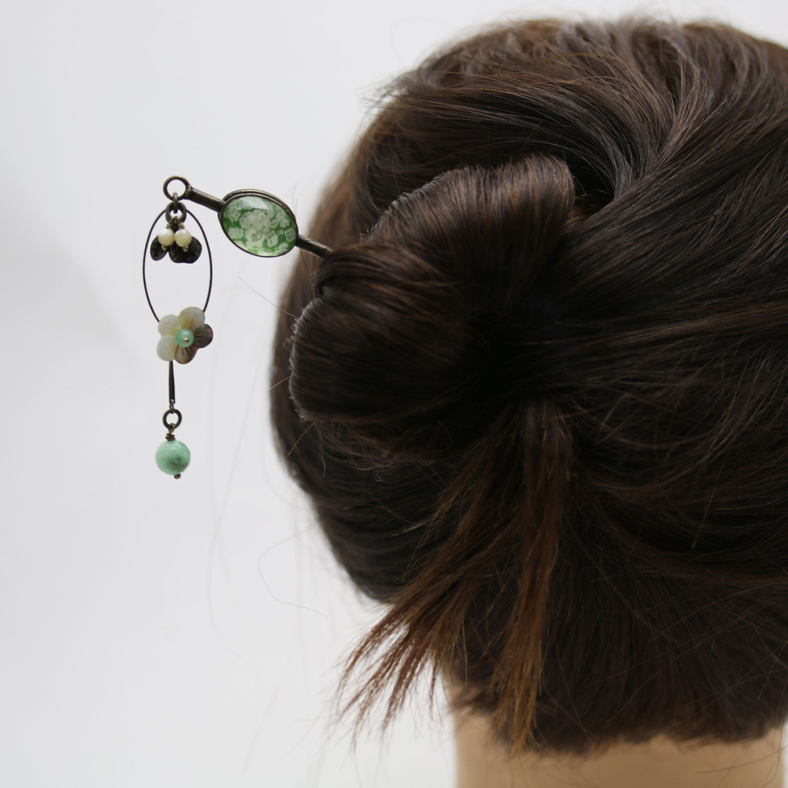 かんざし 梅 緑 ビルマジェイド TAMARUSAN