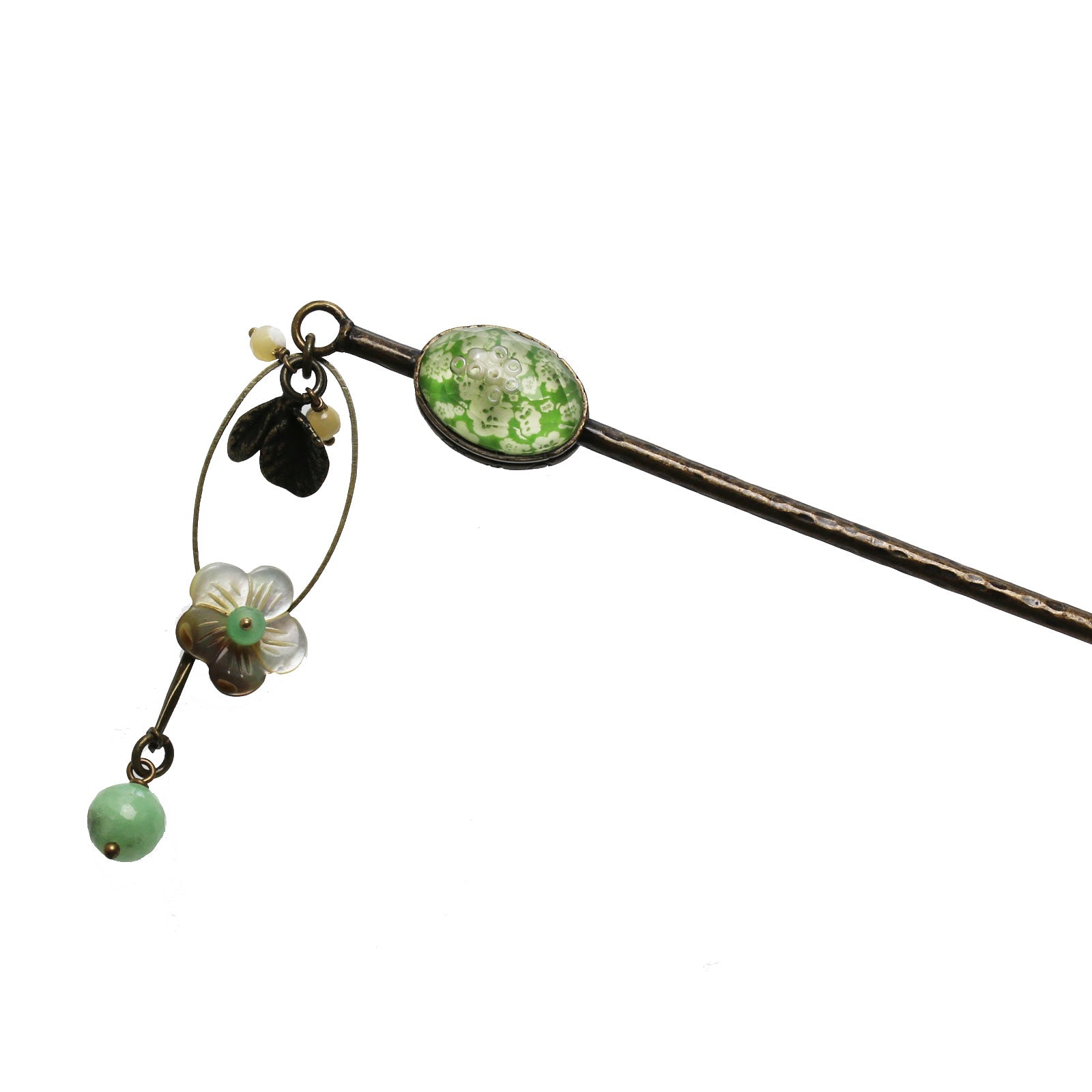 かんざし 梅 緑 ビルマジェイド TAMARUSAN