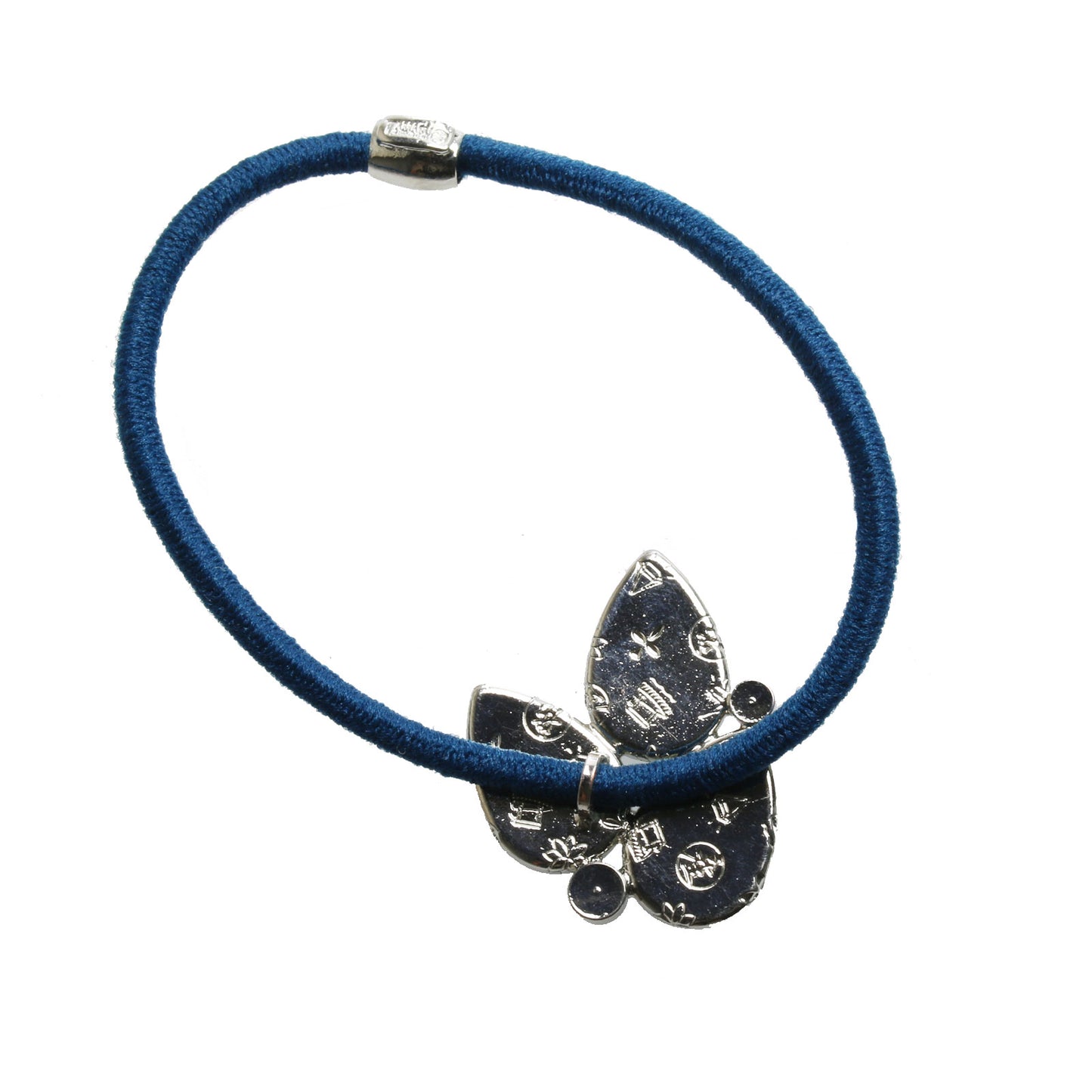 ヘアゴム 梅 青 ラインストーン TAMARUSAN