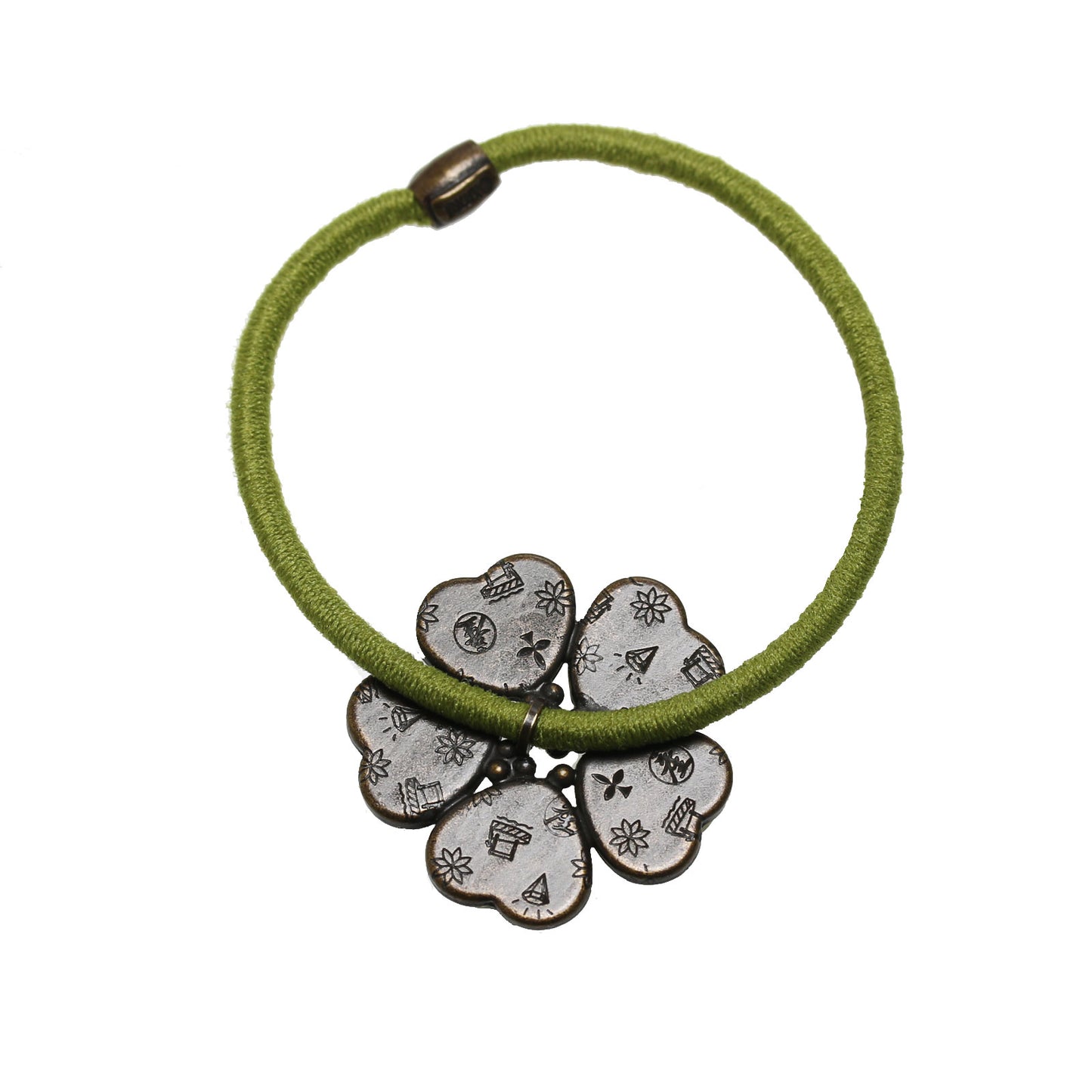 ヘアゴム 花 緑 ハンドメイド 樹脂 TAMARUSAN