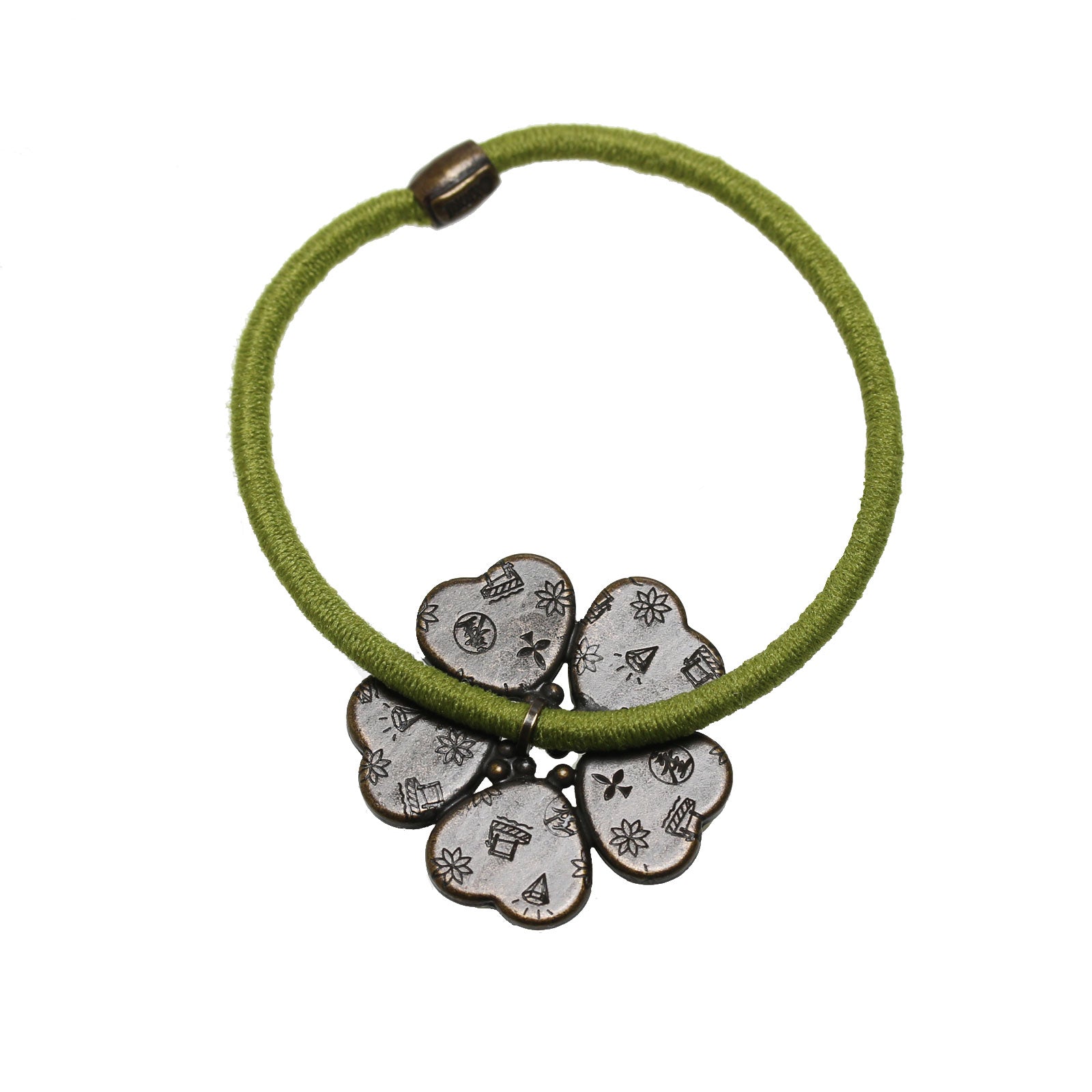 ヘアゴム 花 緑 ハンドメイド 樹脂 TAMARUSAN