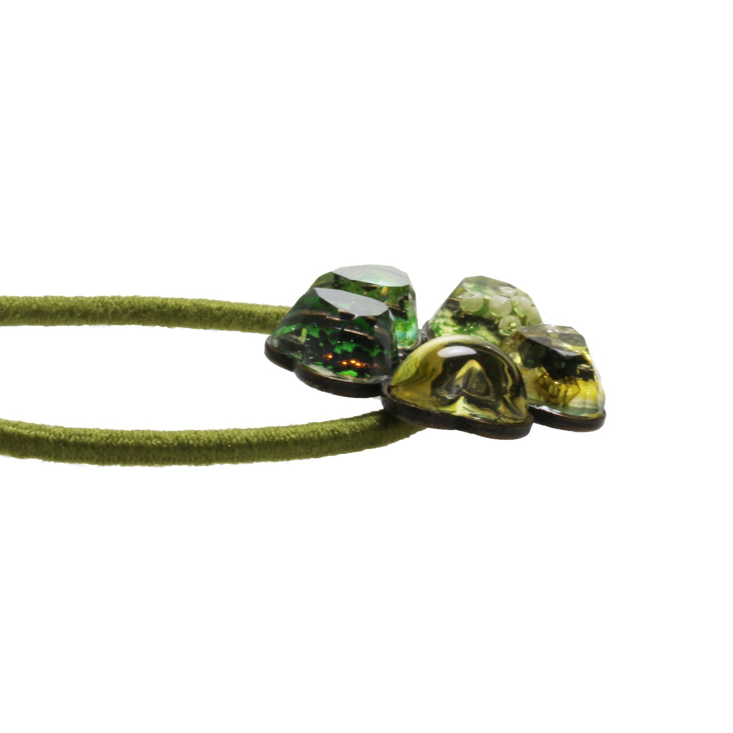 ヘアゴム 花 緑 ハンドメイド 樹脂 TAMARUSAN