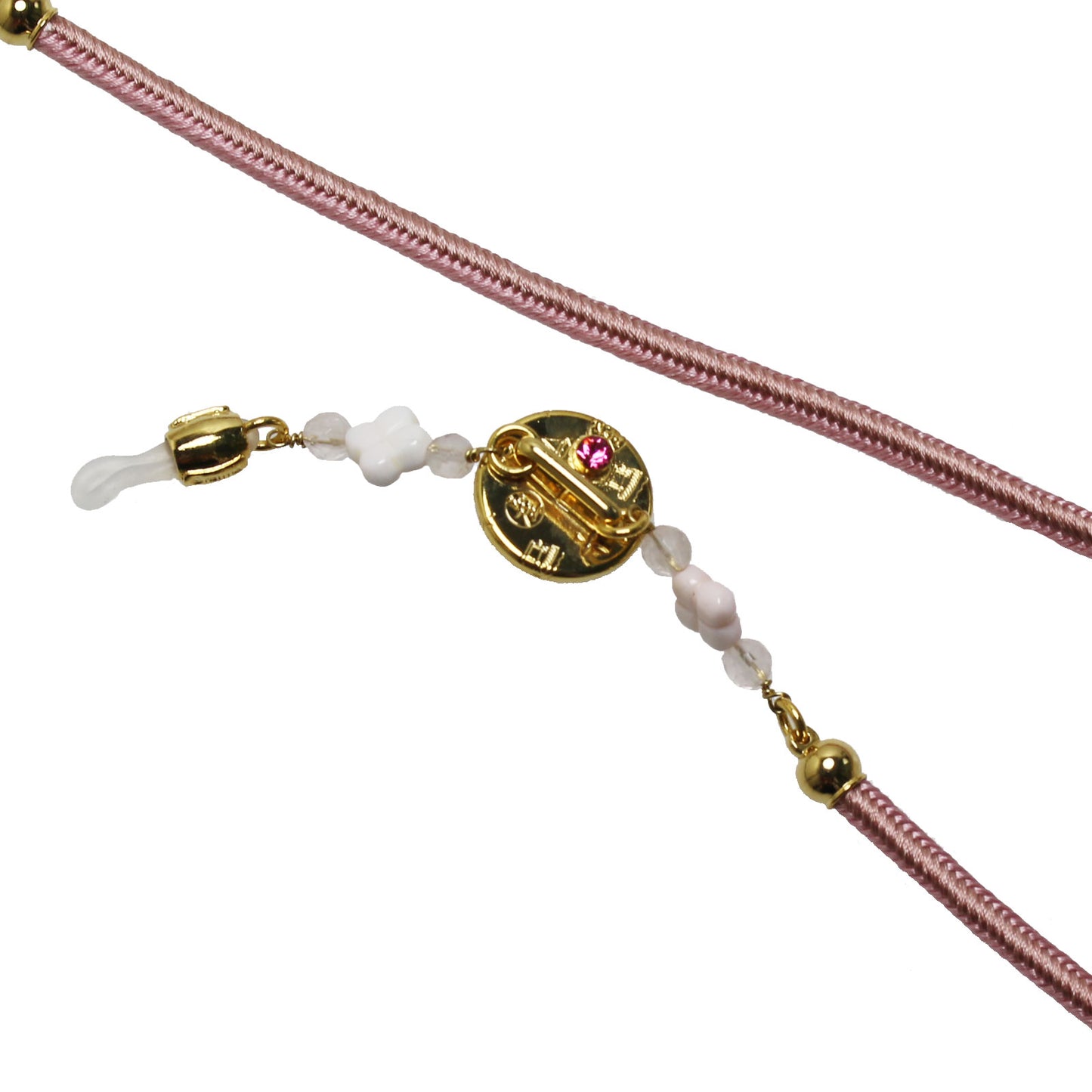 眼鏡チェーン 贈り物 ピンク 薔薇 渦巻き TAMARUSAN