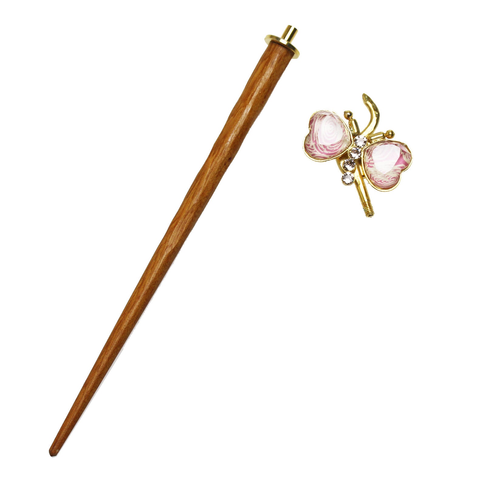 着せ替えかんざし 木製 蝶 ピンク TAMARUSAN