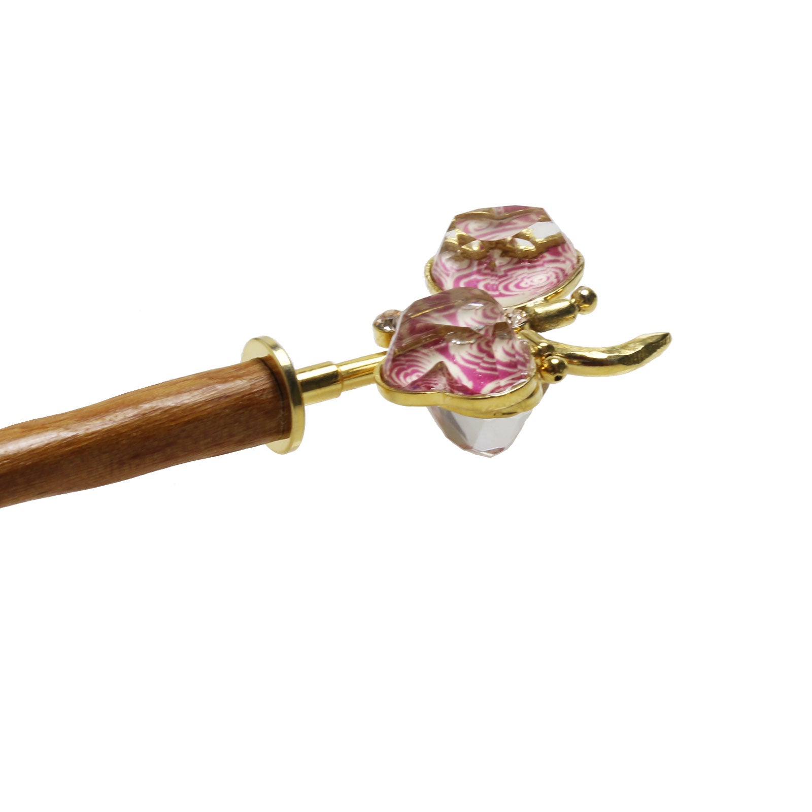 着せ替えかんざし 木製 蝶 ピンク TAMARUSAN