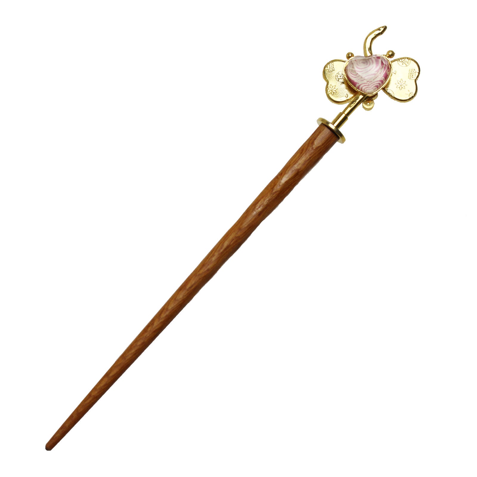 着せ替えかんざし 木製 蝶 ピンク TAMARUSAN