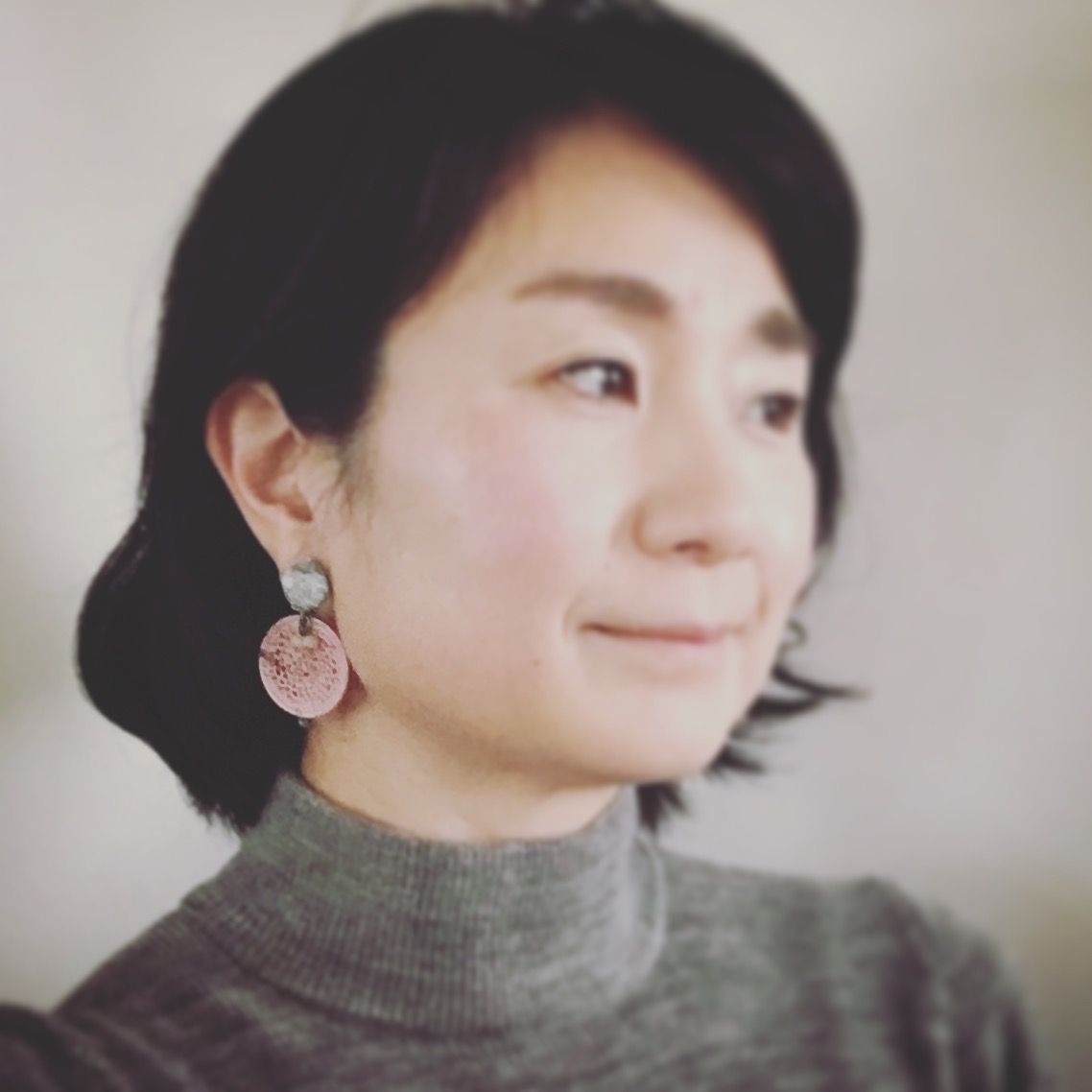 ピアス レース編み 水色 ピンク 絹 TAMARUSAN