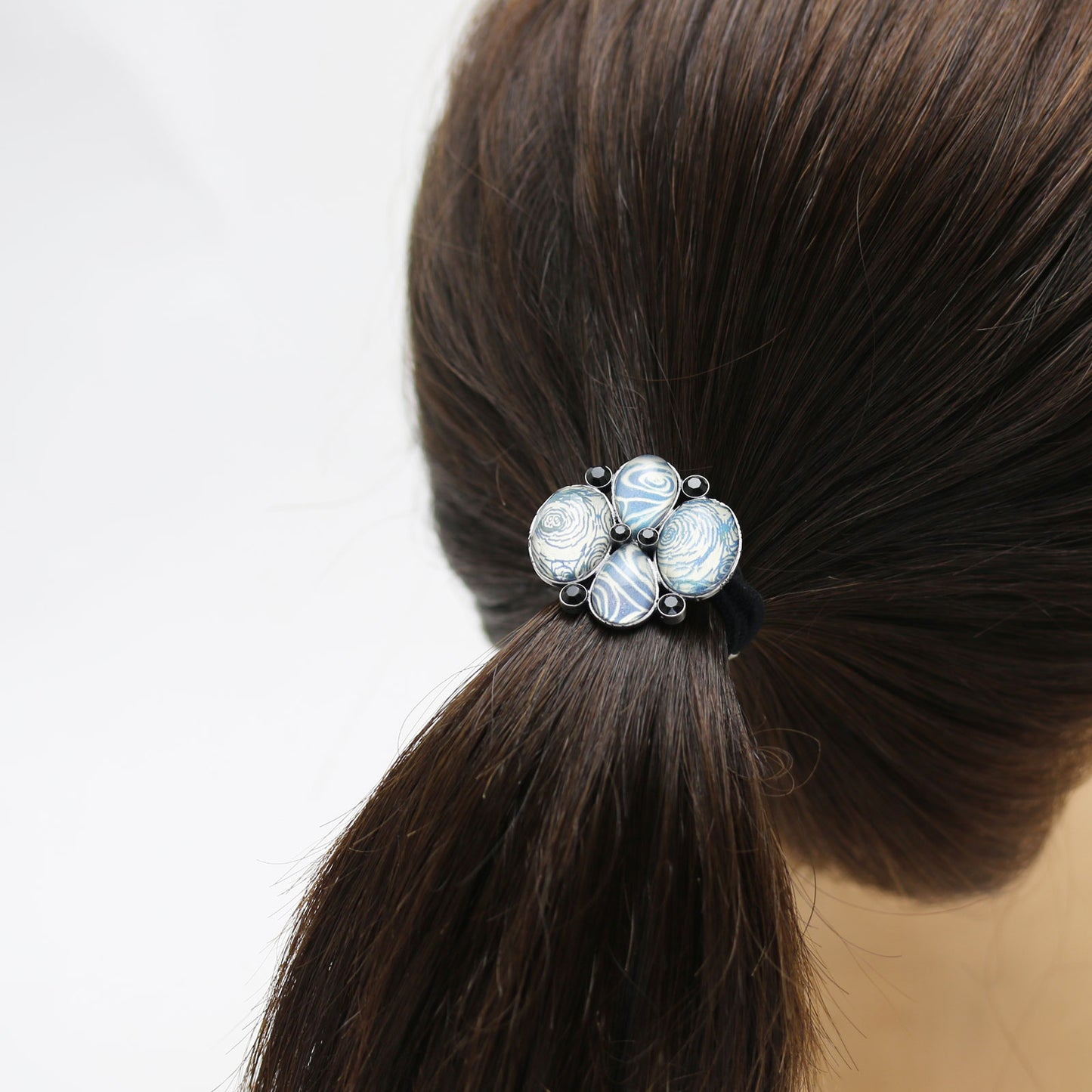 ヘアゴム 和風 渦巻き 水色 贈り物 TAMARUSAN