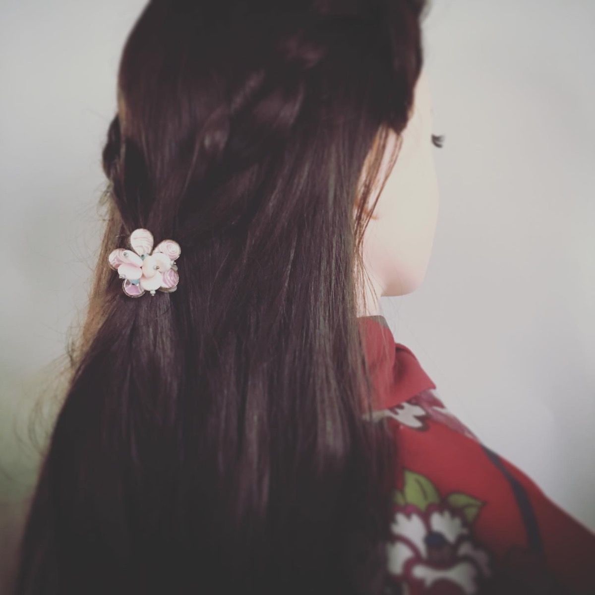 ヘアゴム 花 渦巻き ピンク 大人向け TAMARUSAN