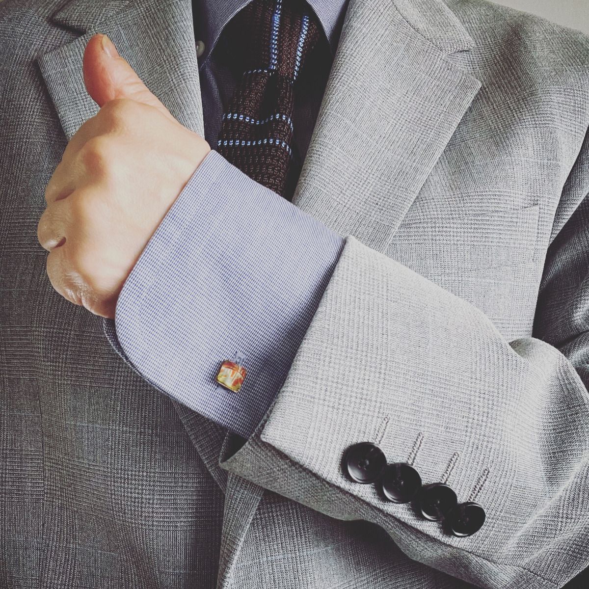 小さいカフスボタン 菊 四角 TAMARUSAN