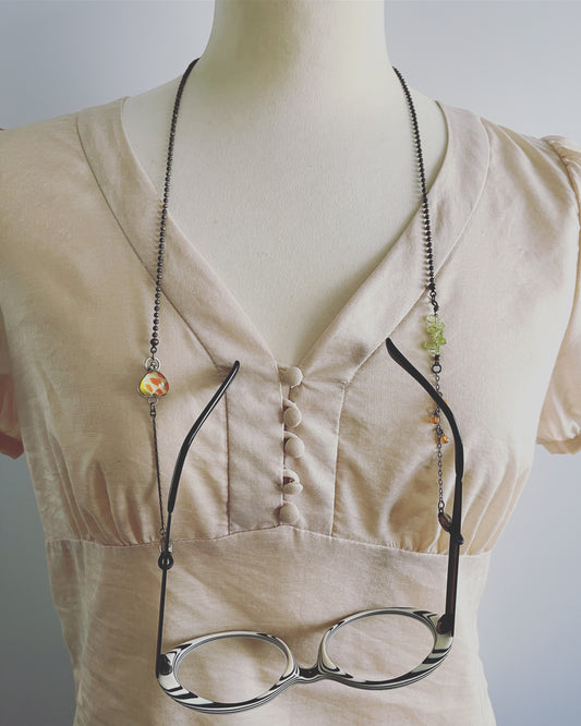 眼鏡チェーン 菊 ペリドット 黄緑 TAMARUSAN