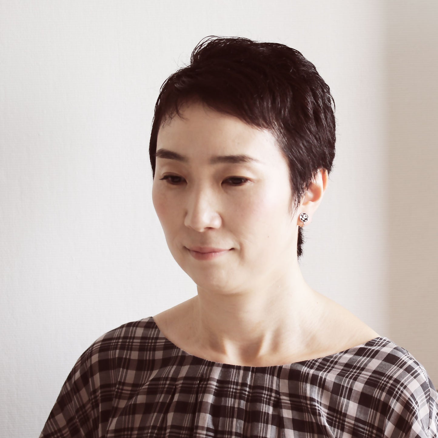 イヤリング シンプル 市松 白黒 TAMARUSAN