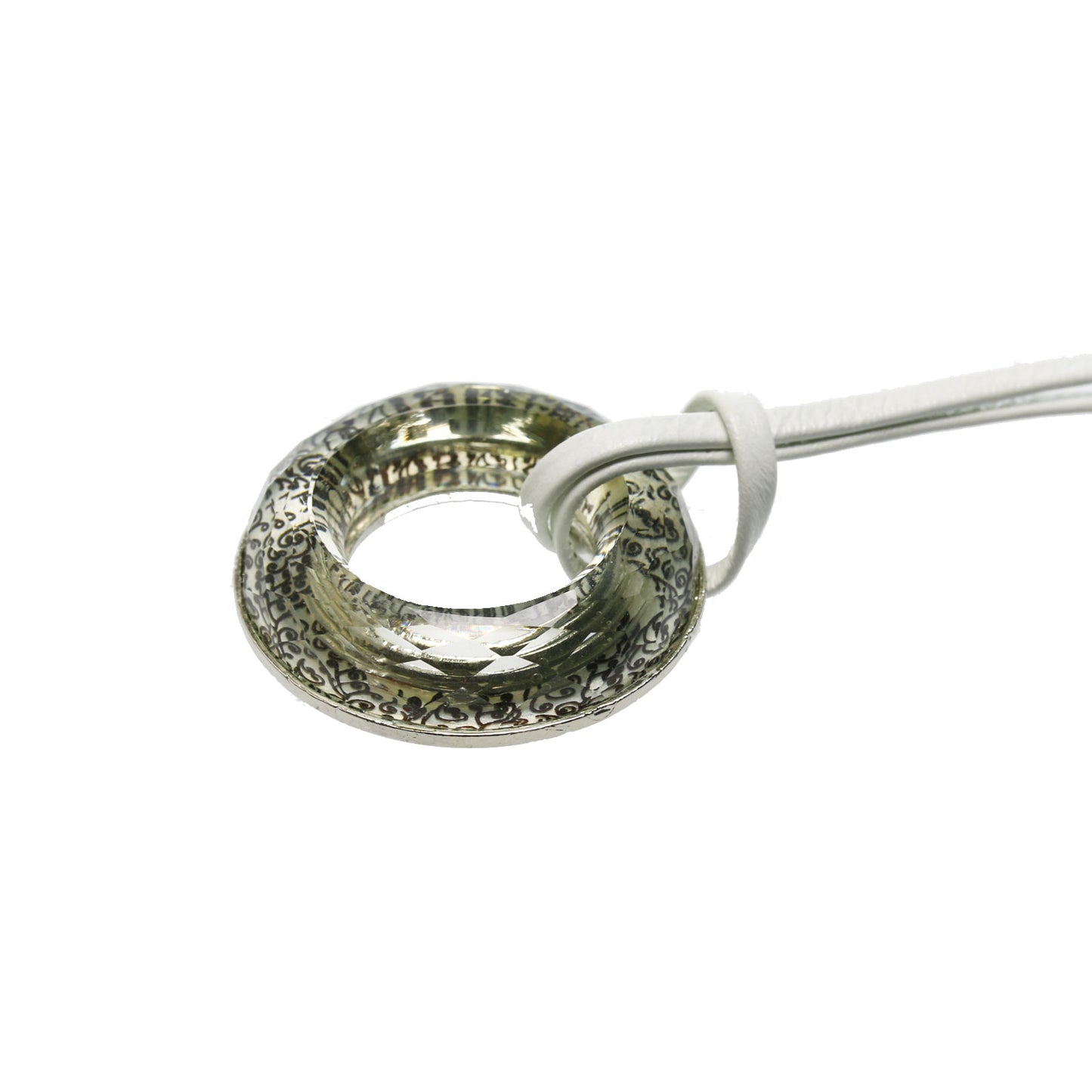 眼鏡ホルダー モノトーン 革紐 唐草柄 TAMARUSAN