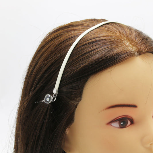 ヘアピンヘアバンド 白黒 革紐 TAMARUSAN