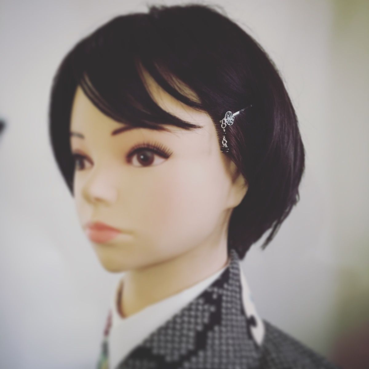 ヘアピン オニキス 唐草 白黒 かんざし風 TAMARUSAN