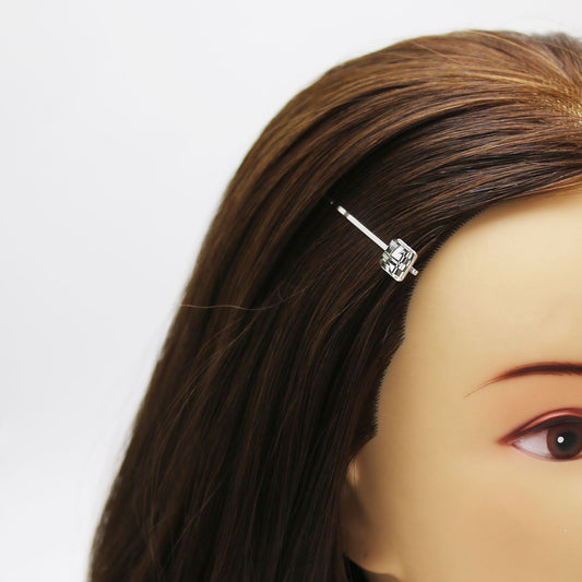 ヘアピン 市松柄 白黒 飾り取り外し可能 TAMARUSAN