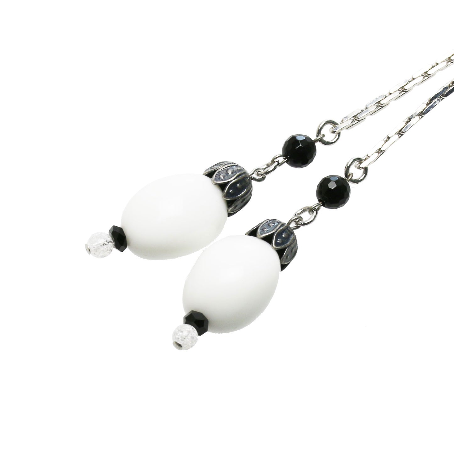 チェーンループタイ 白黒 四角 オニキス 男女兼用 TAMARUSAN