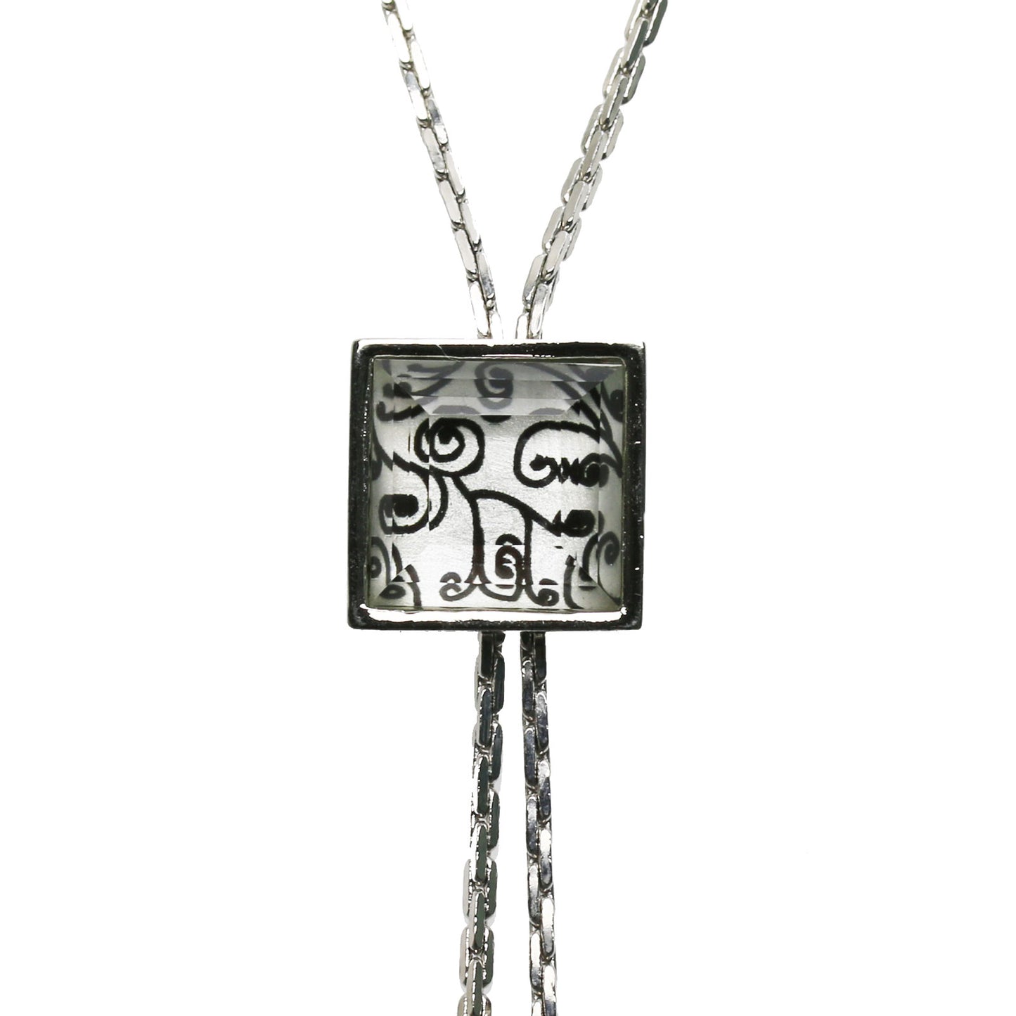 チェーンループタイ 白黒 四角 オニキス 男女兼用 TAMARUSAN