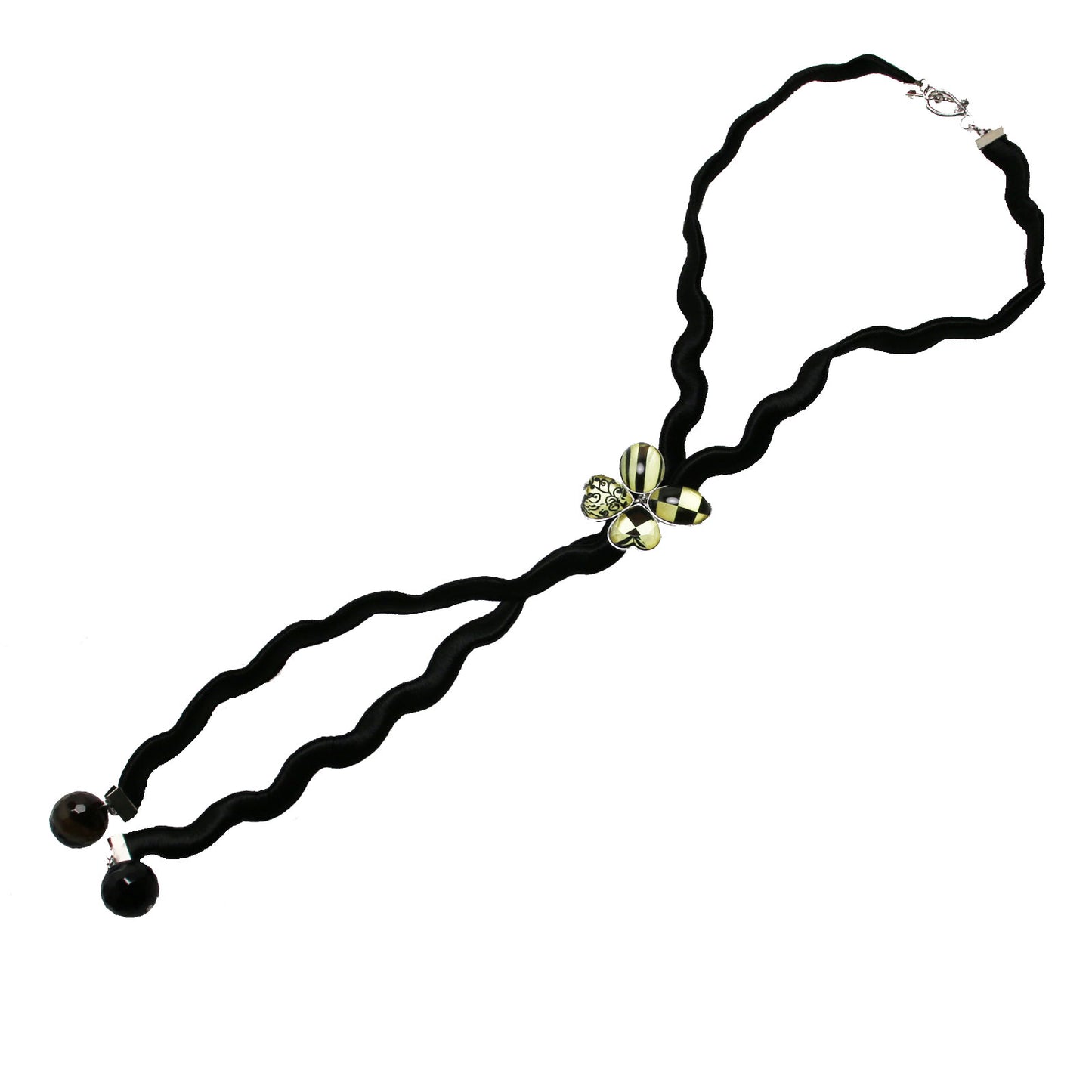 リボンループタイ 蝶 白黒 TAMARUSAN