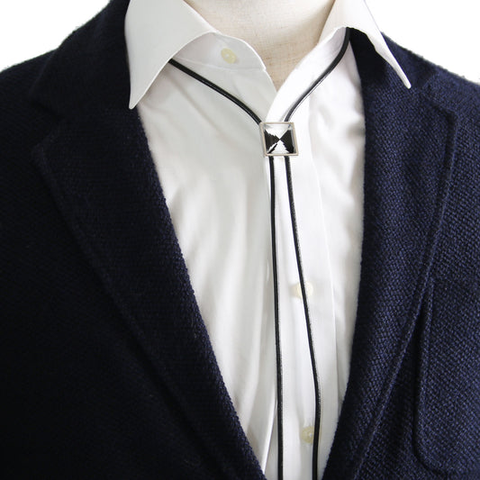 革紐ループタイ 白黒 モダン メンズ TAMARUSAN