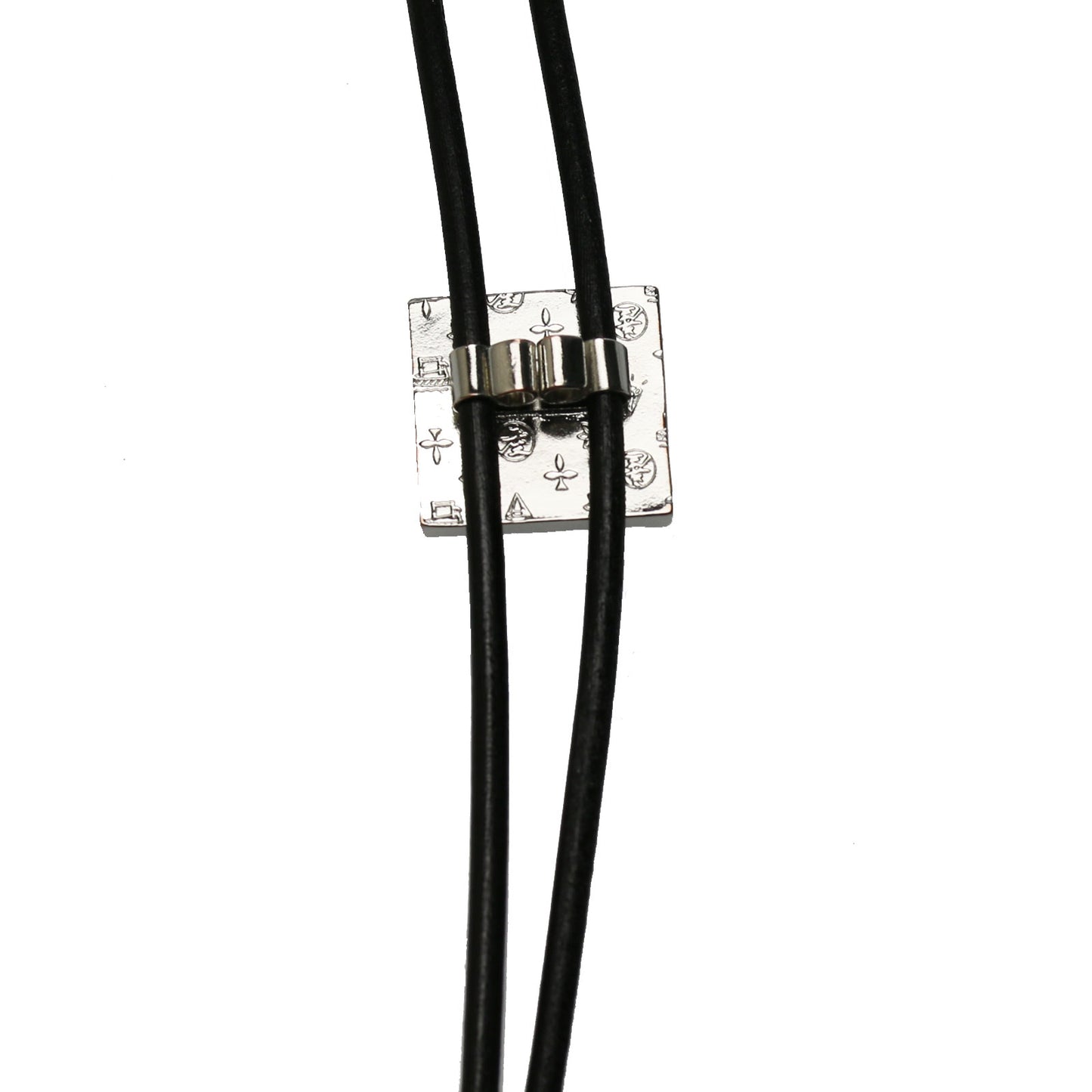 革紐ループタイ 市松 四角 白黒 TAMARUSAN