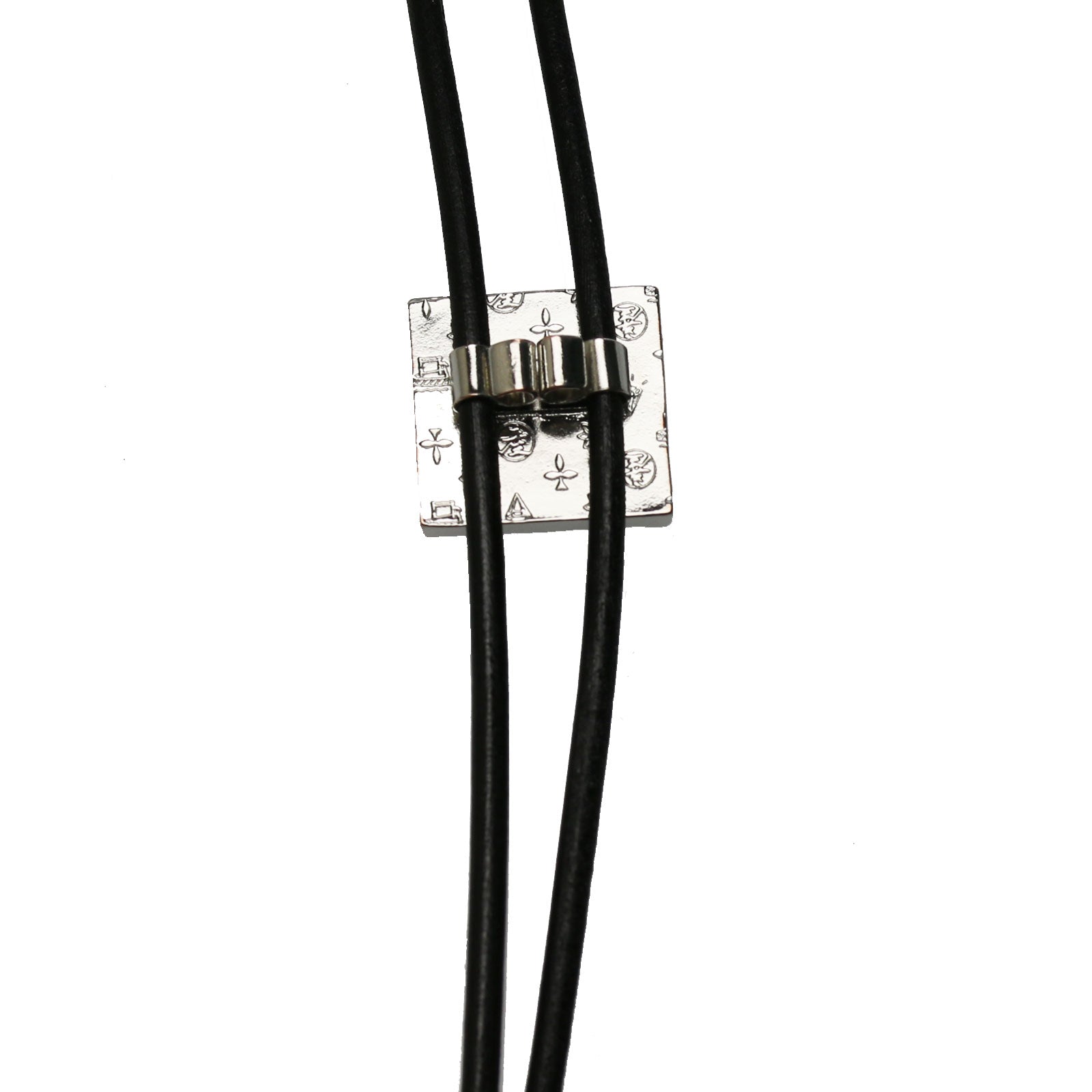 革紐ループタイ 市松 四角 白黒 TAMARUSAN