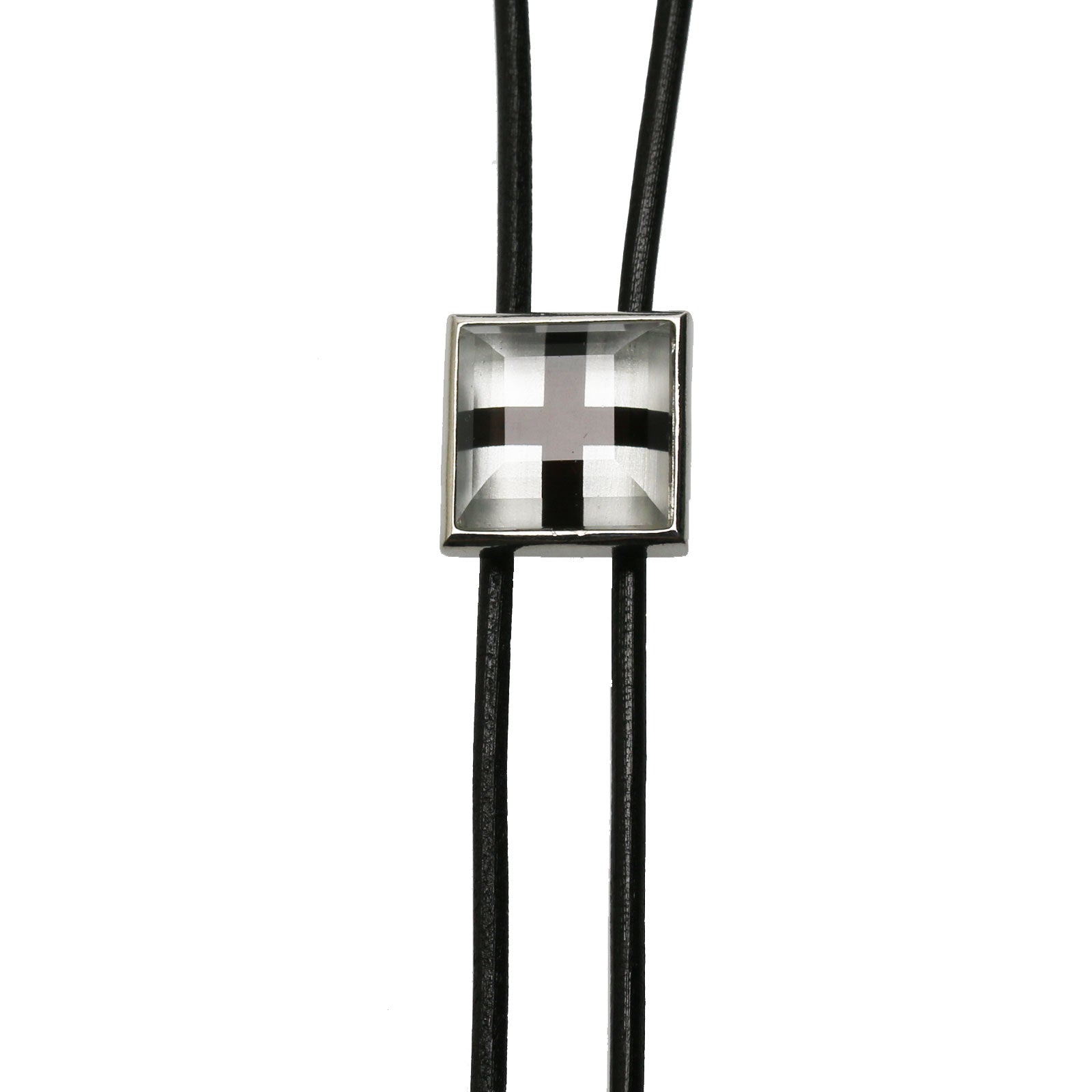 革紐ループタイ 白黒 クロス 十字 メンズ TAMARUSAN