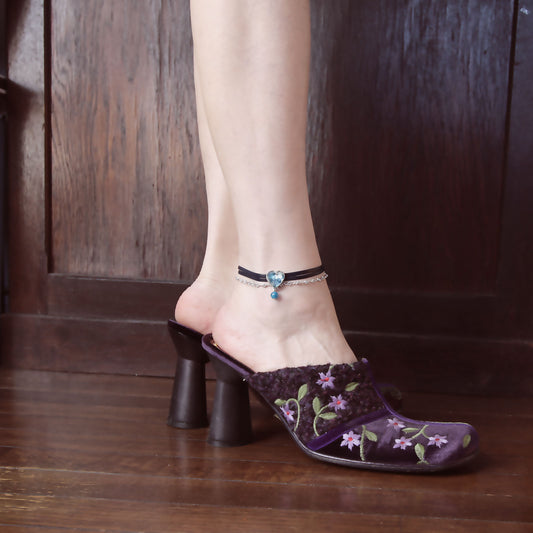 アンクレット 革紐 アゲート 青 TAMARUSAN