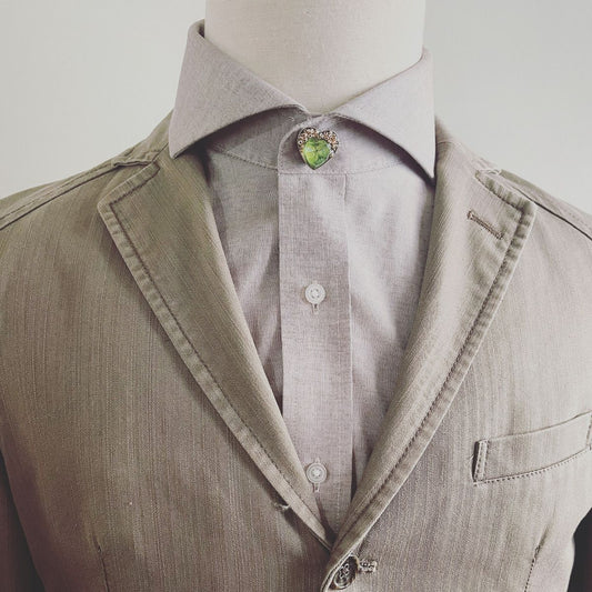 ボタンカバー ブローチ クリップ ハンドメイド樹脂 黄緑 TAMARUSAN