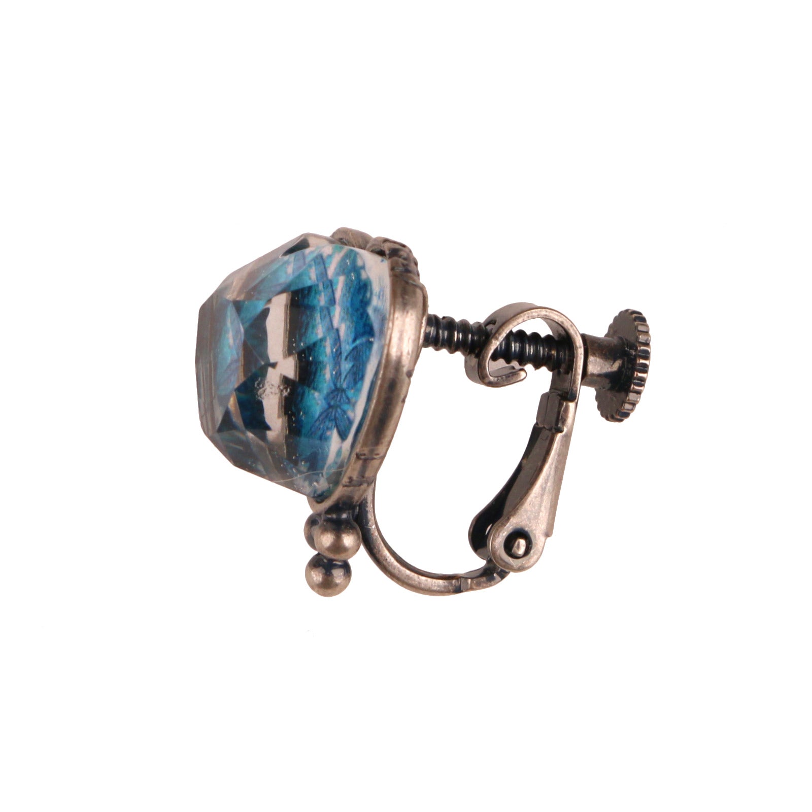 イヤリング 青 ハート ユリ シンプル TAMARUSAN