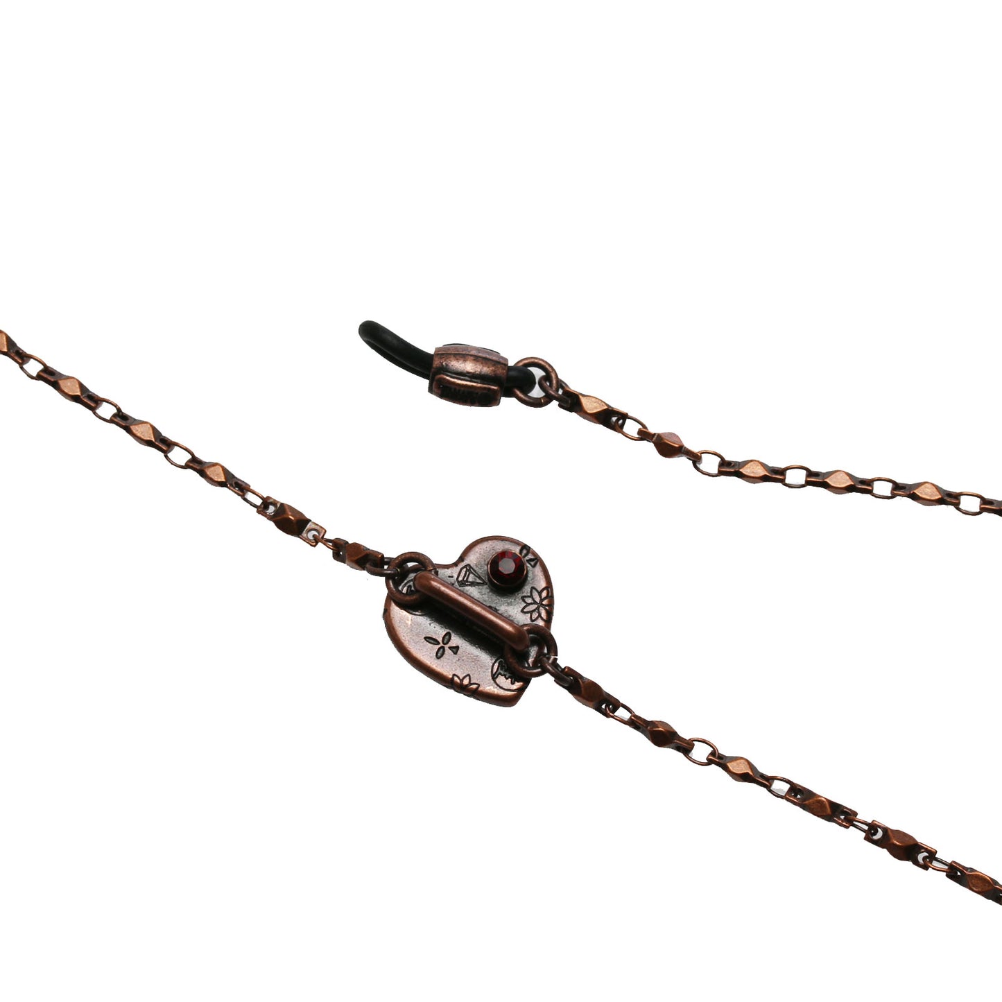 眼鏡チェーン 赤 ユリ ハート 珊瑚(染め) TAMARUSAN