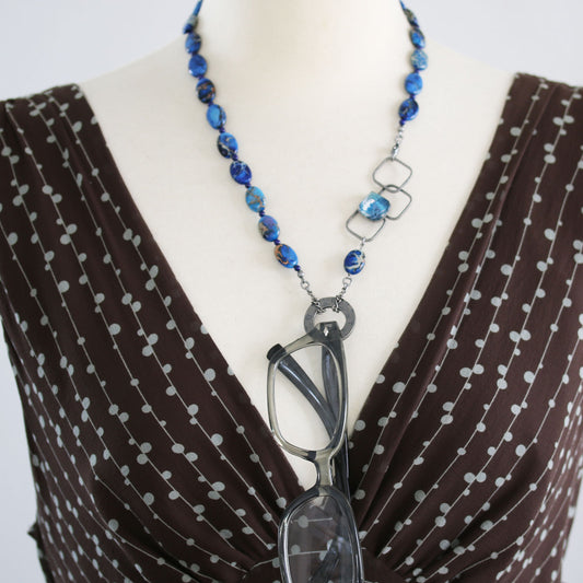 眼鏡ホルダー ネックレス 青 ラピスラズリ TAMARUSAN