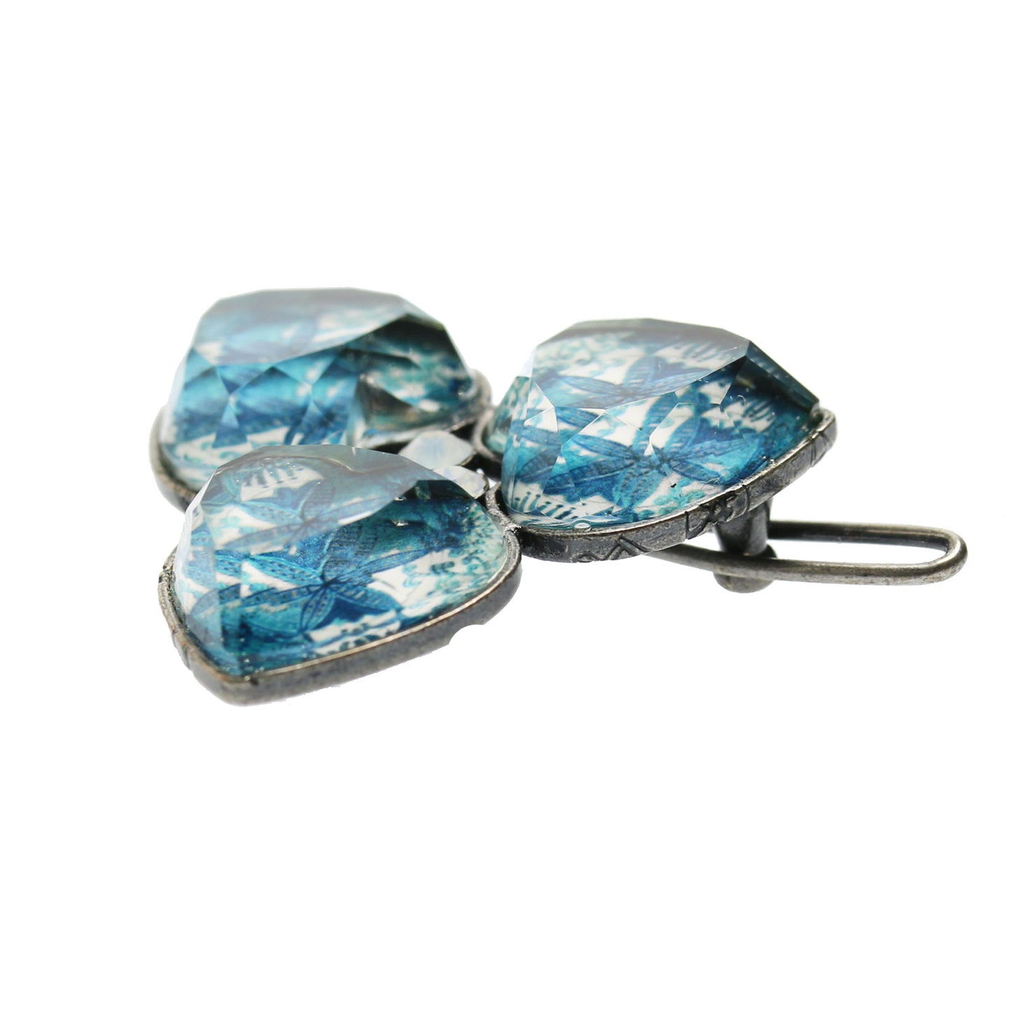 パッチン留め 青 ユリ花 和装 大人 TAMARUSAN