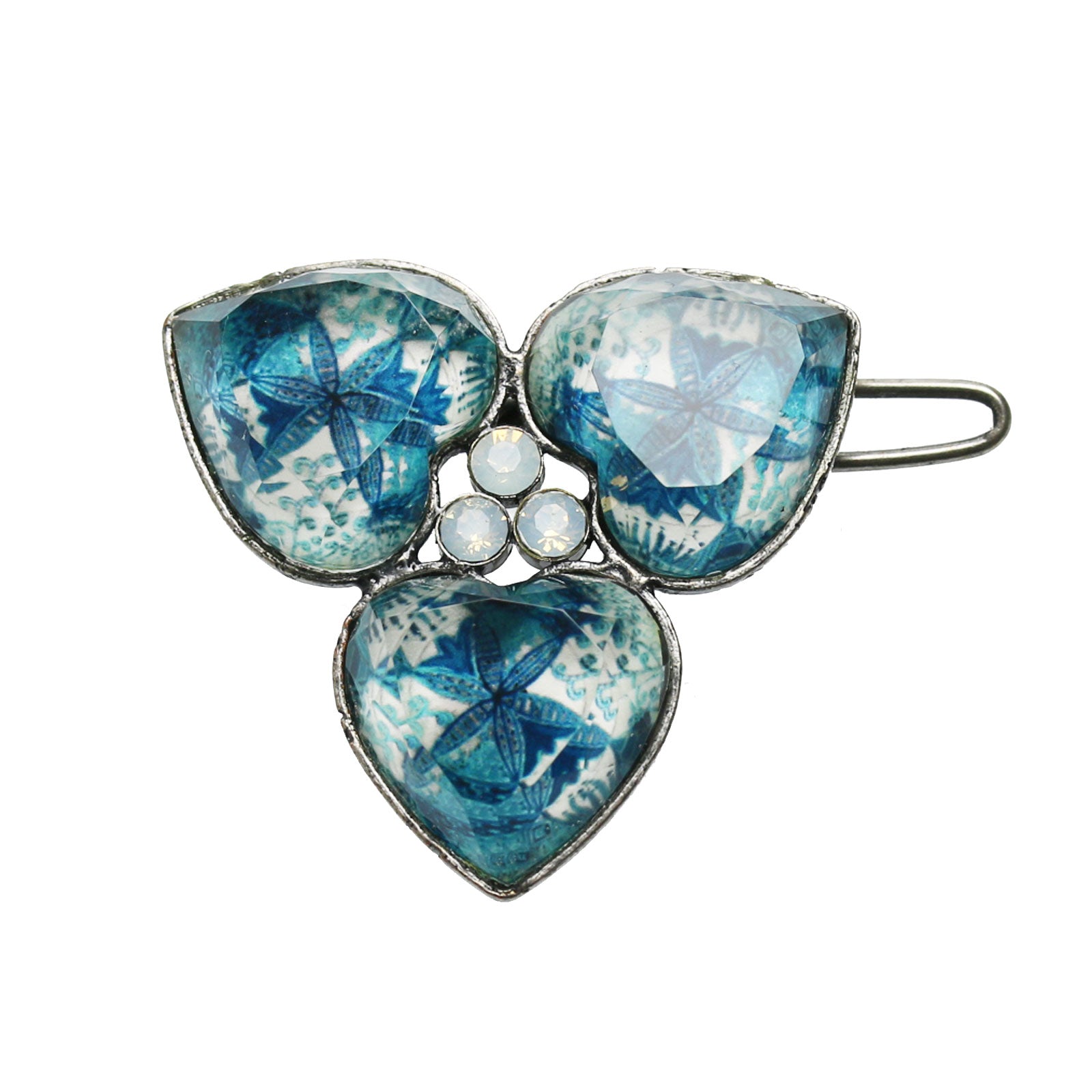 パッチン留め 青 ユリ花 和装 大人 TAMARUSAN